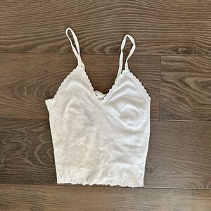 White Ribbed Women's Top